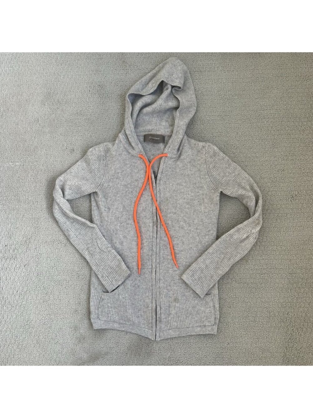Ply Cashmere Womens Cashmere Hooded Jacket Zip Up Gray Orange Size XS